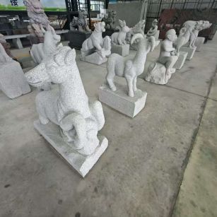 阳泉芝麻白雕刻 十二生肖 异形雕刻