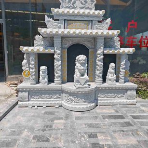 阳泉芝麻白中国黑石材套墓 花岗岩墓碑